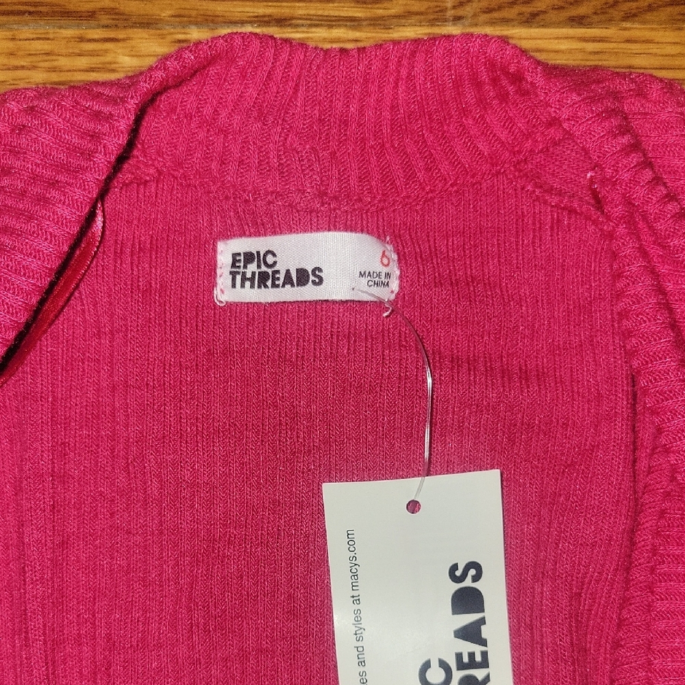 Epic Threads Pink Ribbed Knit Top - Picture 2 of 3
